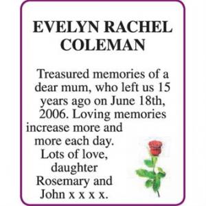 EVELYN RACHEL COLEMAN