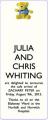 JULIA AND CHRIS WHITING