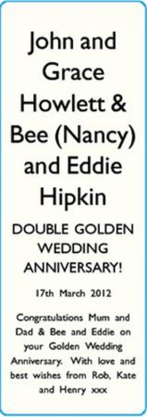 John and Grace Howlett - Eddie and Bee(Nancy) Hipkin